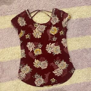 Maroon floral T-shirt for GIRL Large